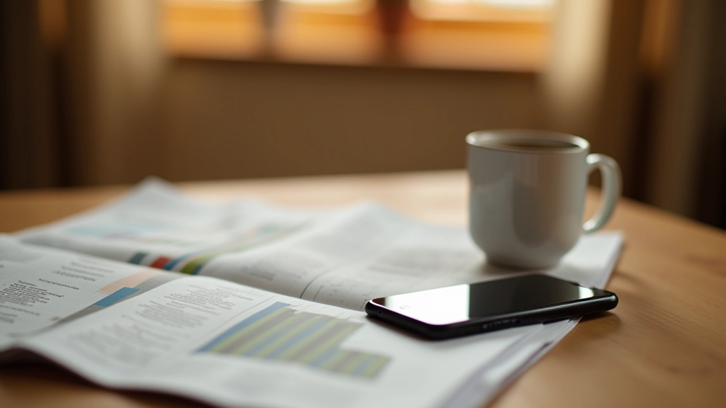 Téléphone intelligent avec applications financières sur journal